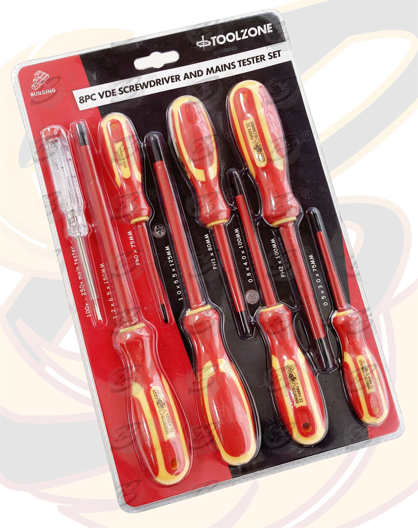 Toolzone 8 Piece VDE / Electricans Magnetic Screwdriver Set ( PHillips & Slotted ) ( SD193 )