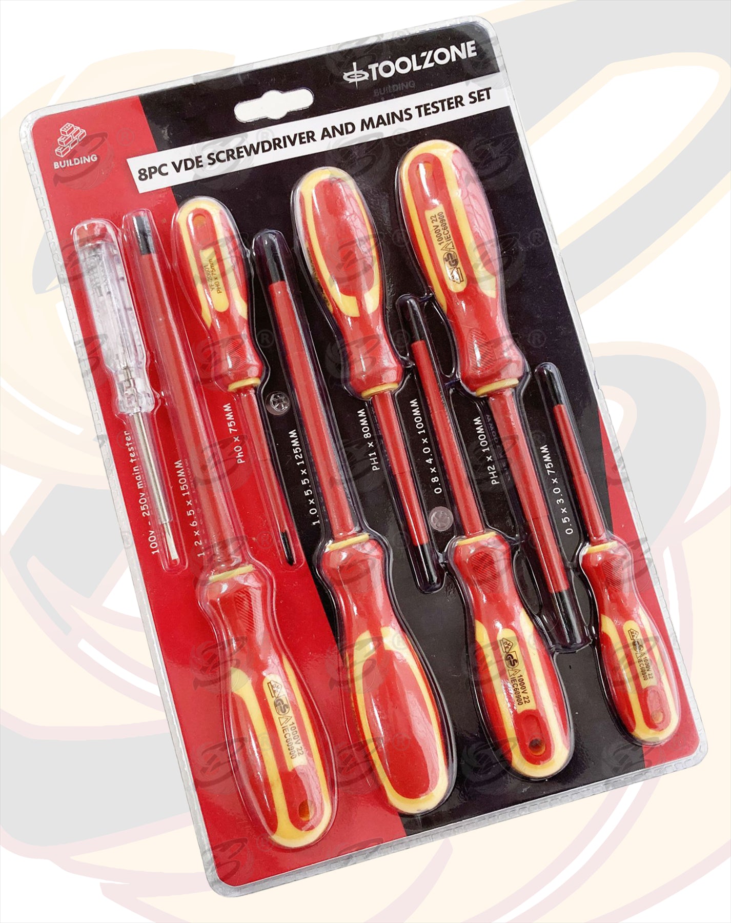 TOOLZONE 8PCS VDE / ELECTRICANS MAGNETIC SCREWDRIVER SET ( PHILLIPS & SLOTTED )