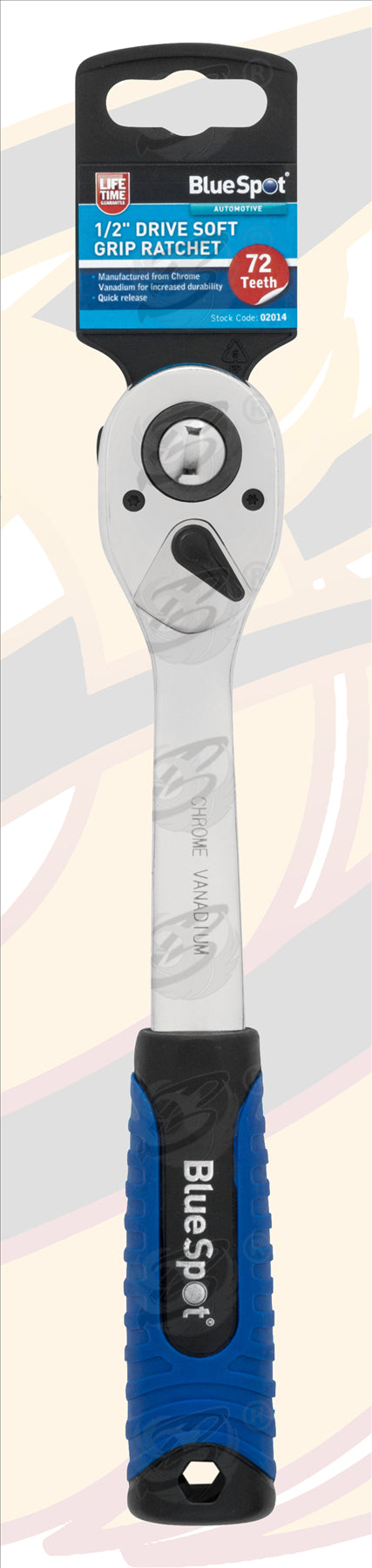 BLUESPOT 3PCS 1/4" & 3/8" & 1/2" DRIVE 72 TOOTH SOFT GRIP CURVED RATCHET HANDLE SET