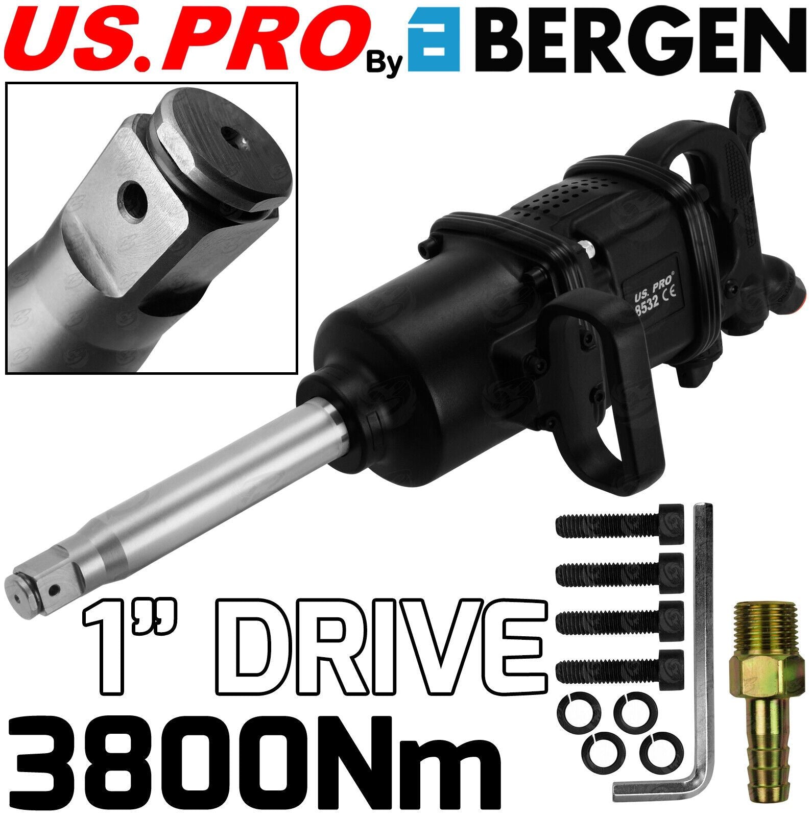 US Pro 1" Drive Industrial Air Impact Wrench 3800Nm 8532 ( 8615 )