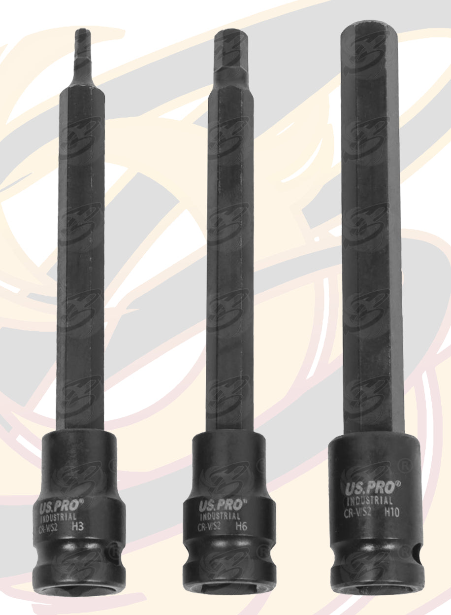 US PRO 58PCS 3/8" DRIVE IMPACT HEX - TORX - SPLINE LONG & SHORT BIT SOCKETS