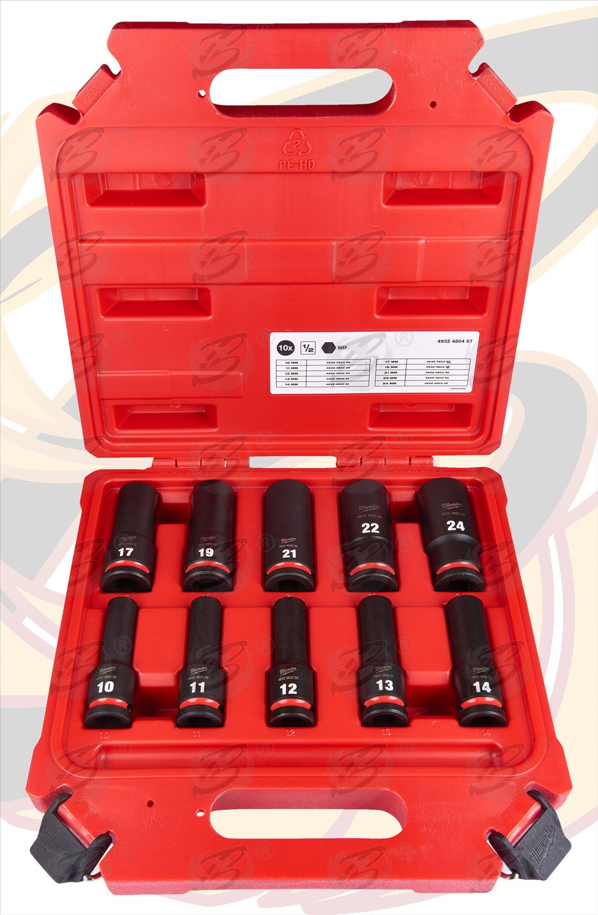 MILWAUKEE 10PCS 1/2" DRIVE 6 POINT DEEP IMPACT SOCKETS ( SHOCKWAVE IMPACT DUTY )