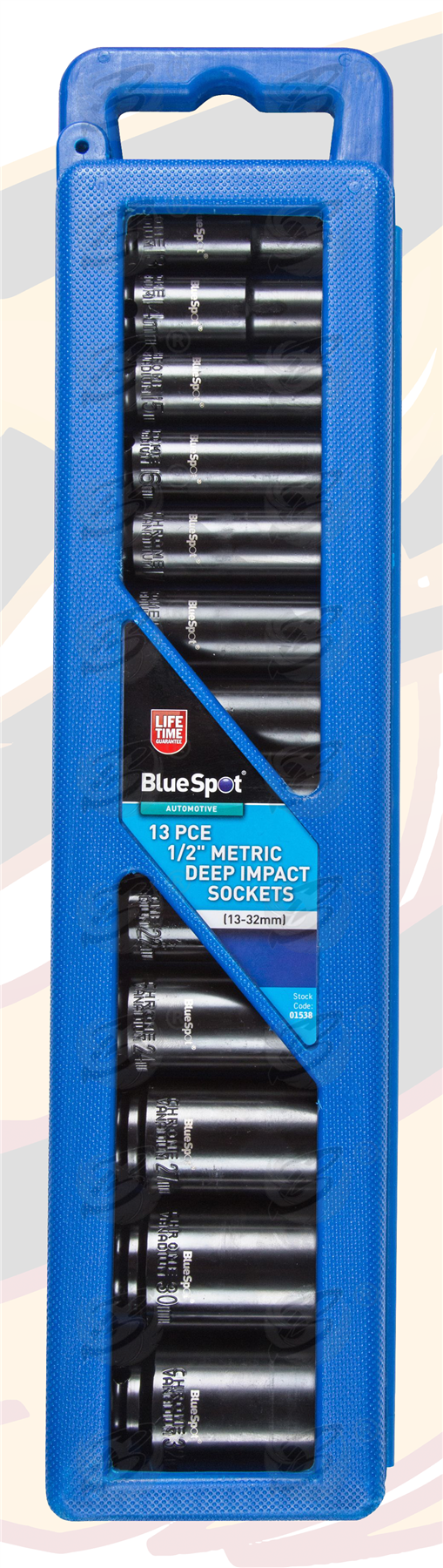 BlueSpot 13 Piece 1/2" Drive 6 Point Deep Impact Sockets 13mm - 32mm ( 01538 )