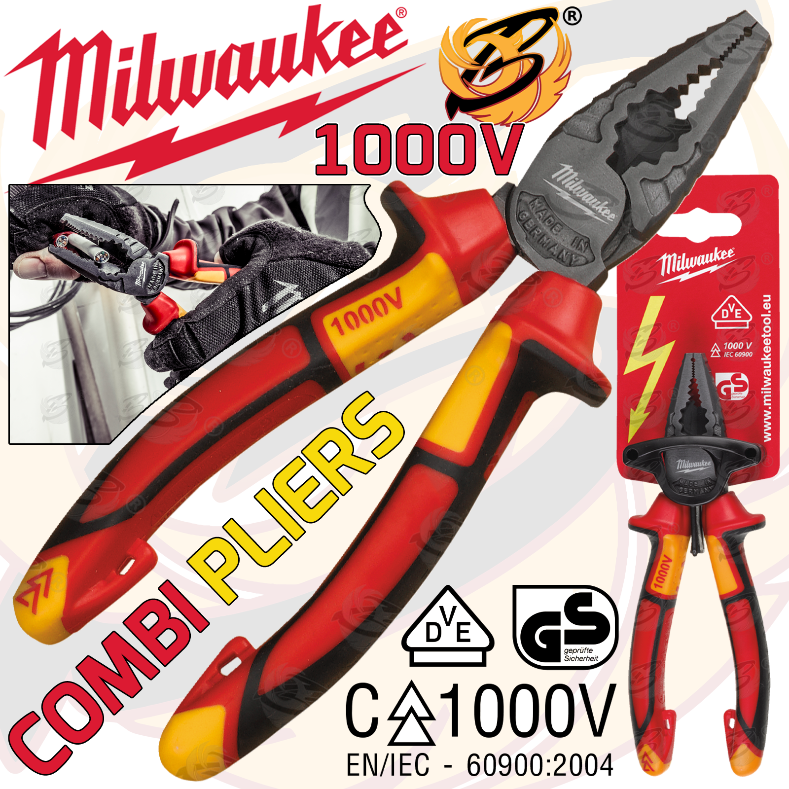 Milwaukee 1000V VDE Combination Pliers 165mm ( 4932464571 )