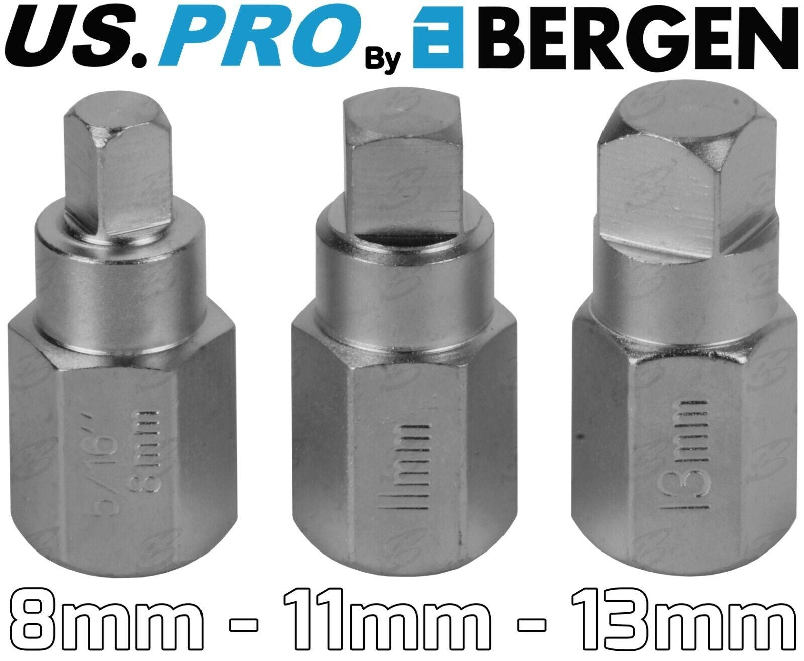 US Pro 12 Piece 3/8" Drive Drain Plug Key Set 3096