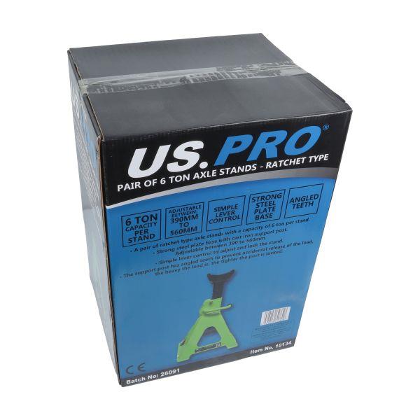 US Pro Pair Of 6 Ton Axle Stands - Ratchet Type 10134