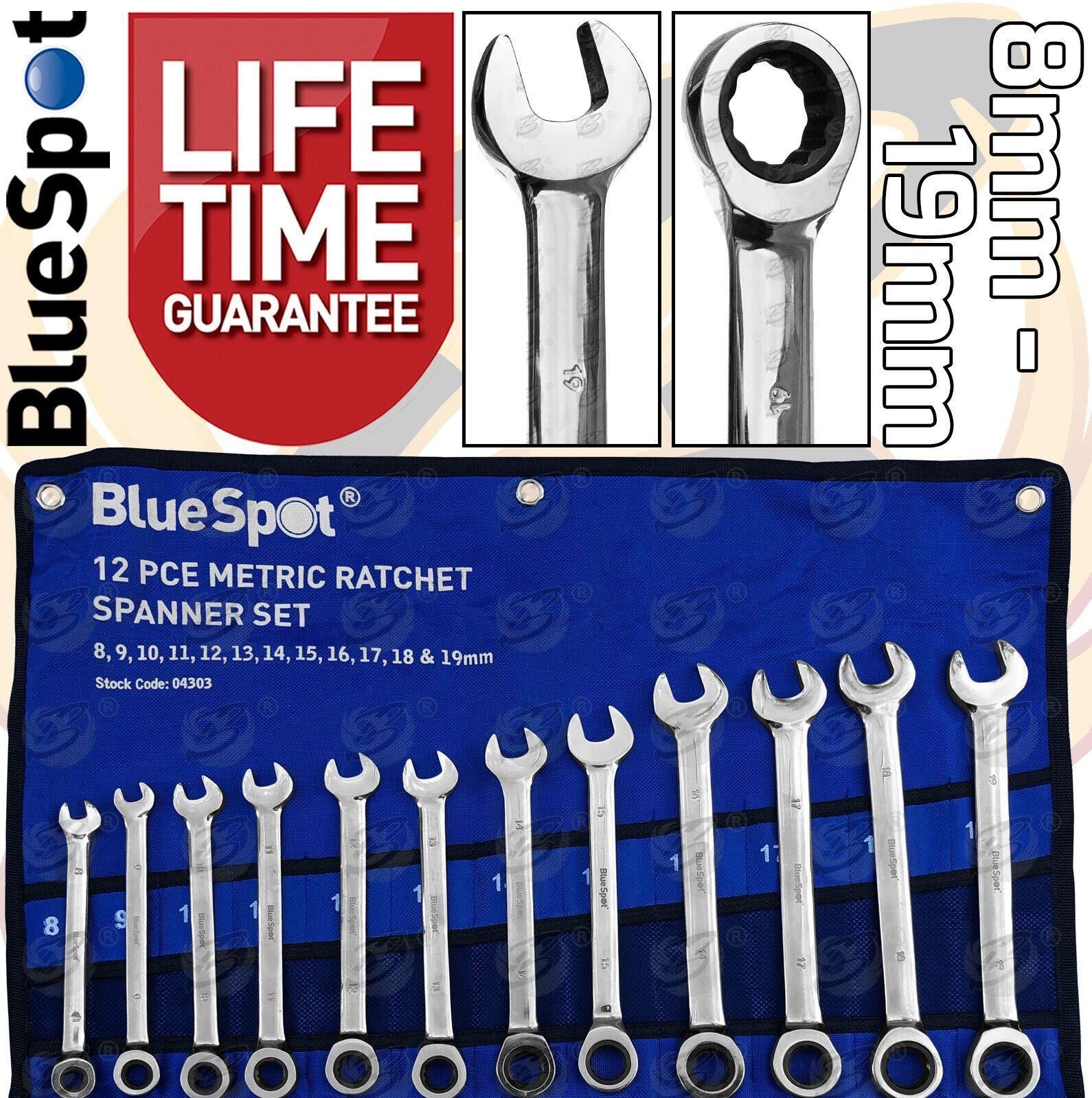 BLUESPOT 12PCS COMBINATION RATCHET SPANNER SET 8MM - 19MM