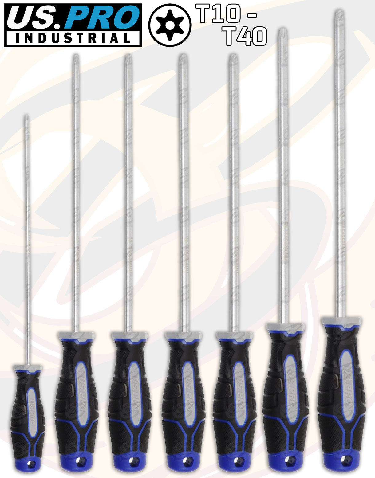 US PRO INDUSTRIAL 7PCS MAGNETIC TAMPERPROOF TORX SCREWDRIVERS T10 - T40