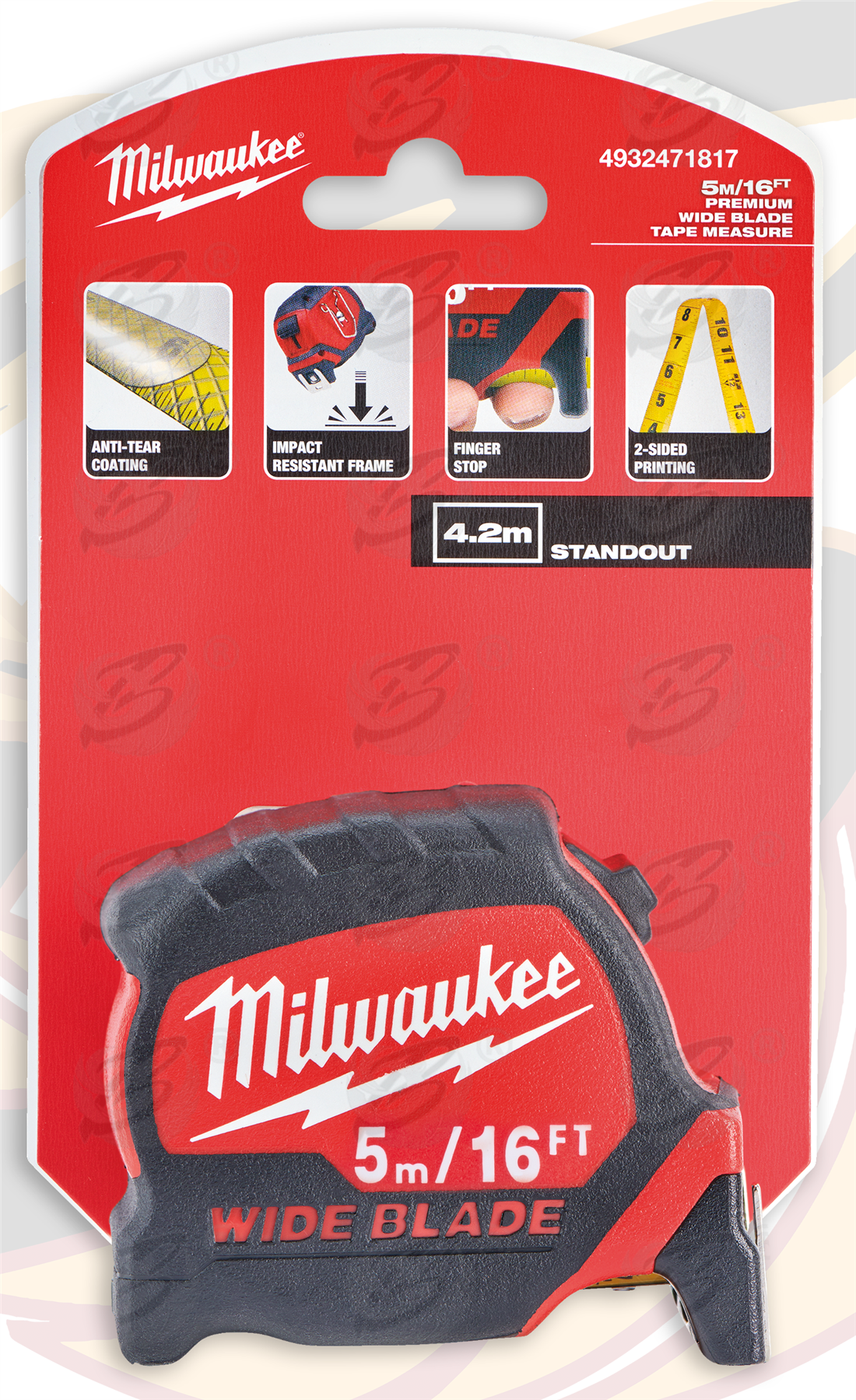 Milwaukee 5M ( 16 Foot ) 33mm Extra Wide Nylon Blade Premium Tape Measure ( 4932471817 )