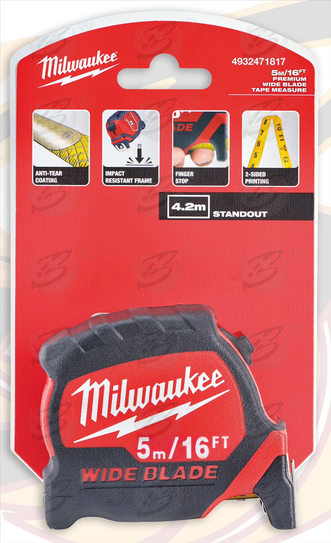MILWAUKEE 5M ( 16FT ) 33MM EXTRA WIDE NYLON BLADE PREMIUM TAPE MEASURE