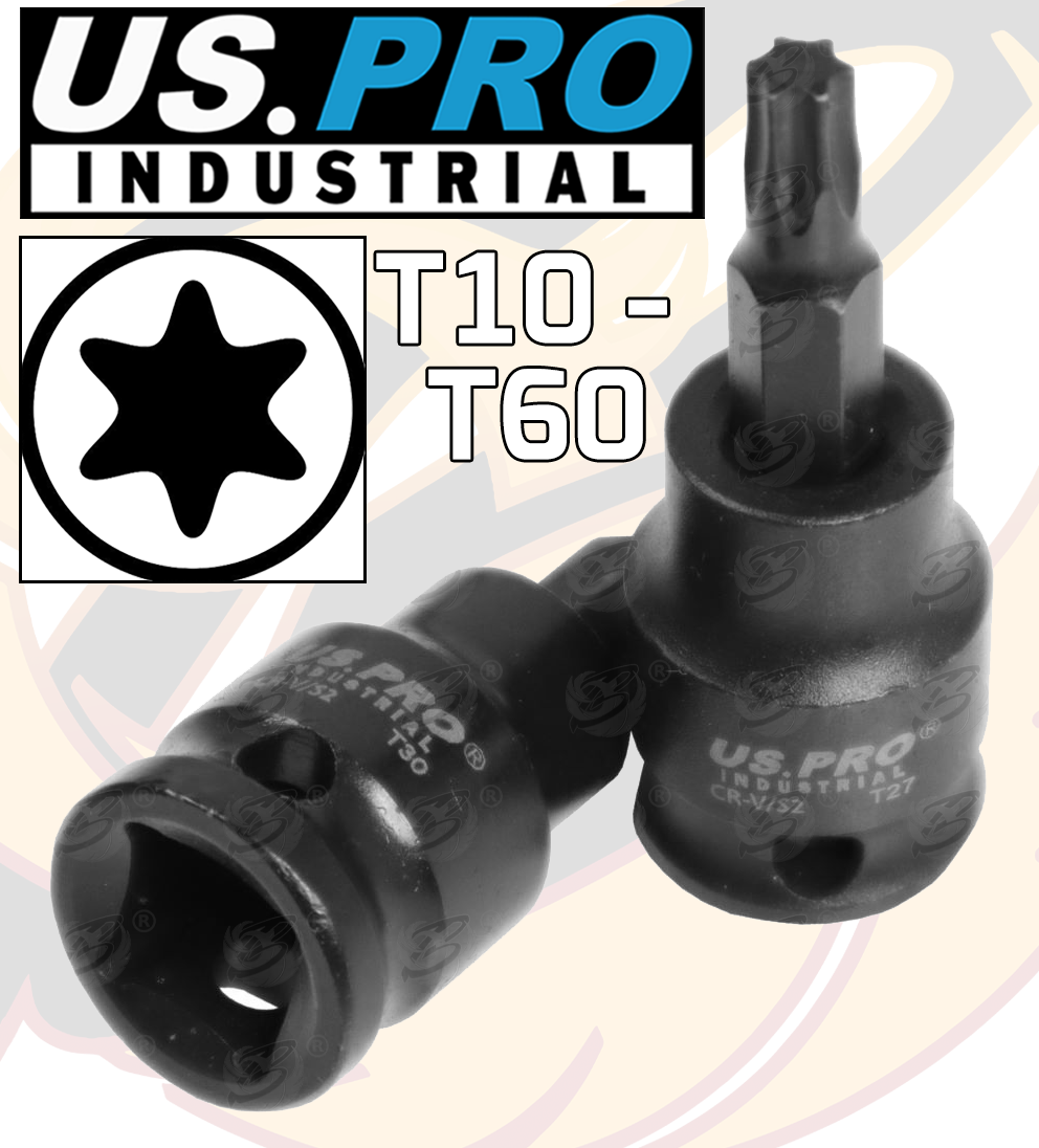 US Pro Industrial 11 Piece 3/8" Drive Impact Torx Bit Sockets T10 - T60 ( 3933 )