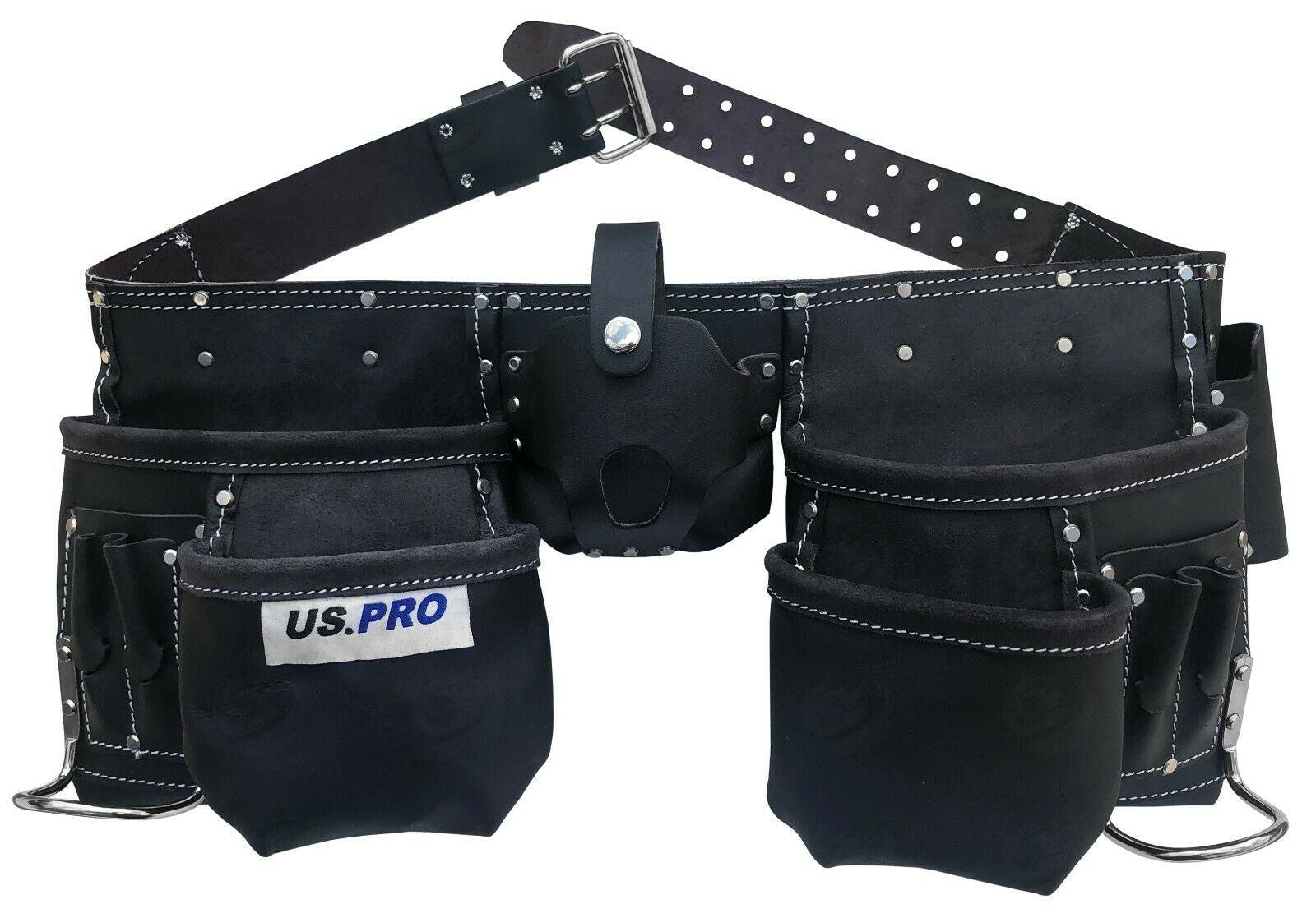 US PRO 11 POCKET DOUBLE LEATHER WORK BELT