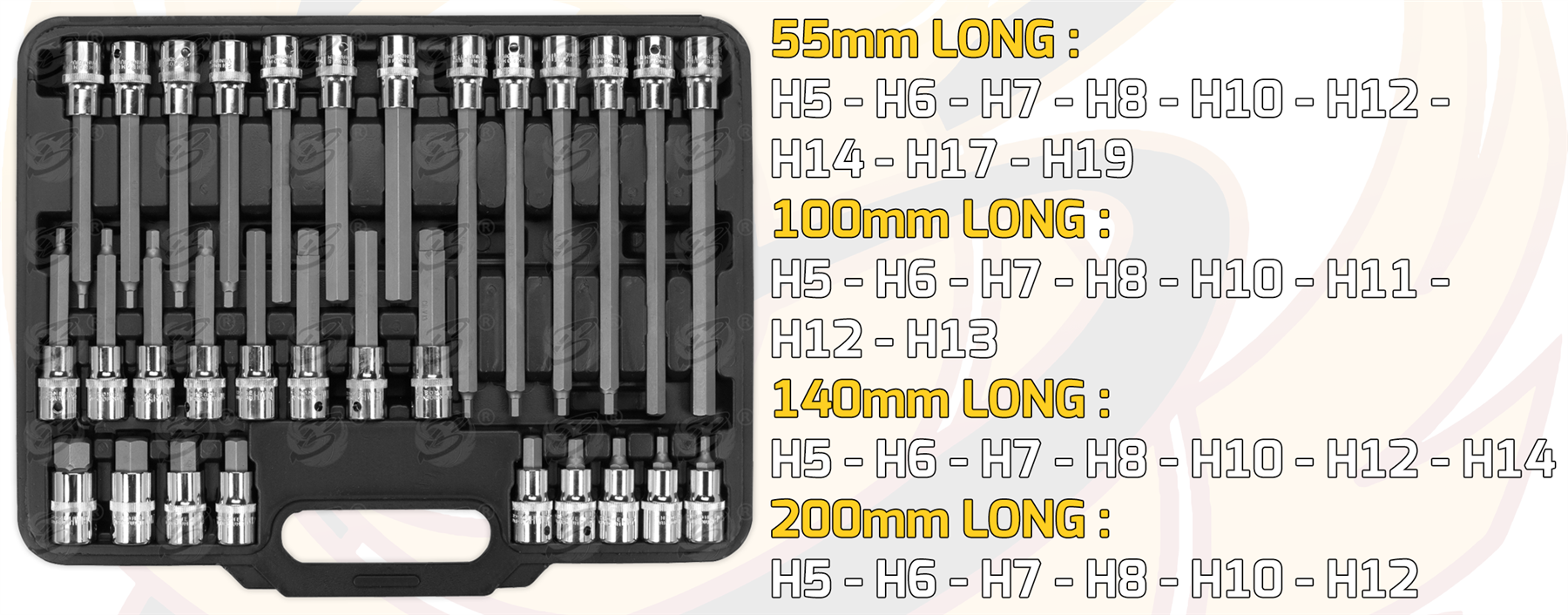Siegen 30 Piece 1/2" Drive Hex Bit Sockets H5 - H19 S01077