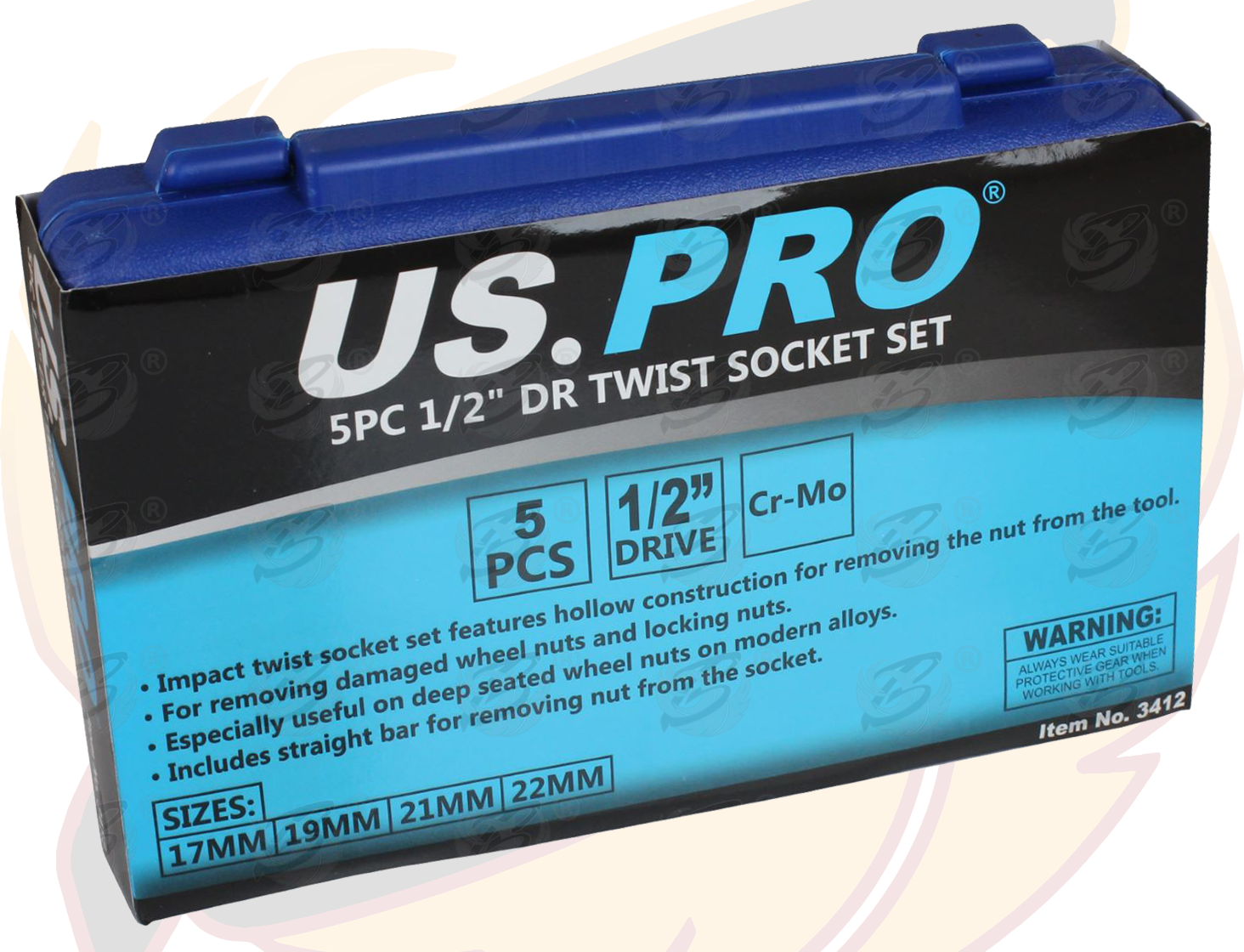 US Pro 5 Piece 1/2" Drive Impact Twist Sockets 3412