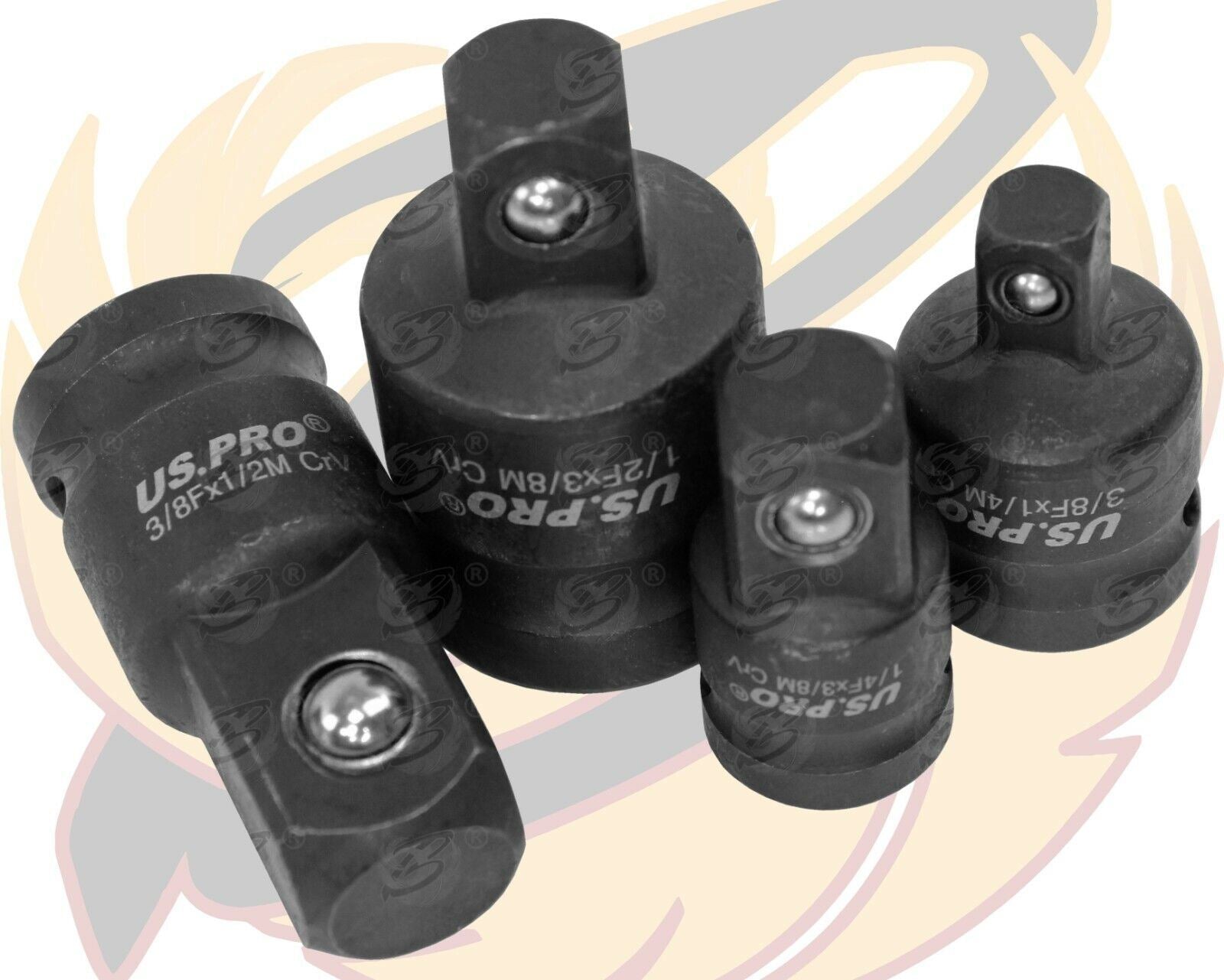 US Pro 4 Piece Impact Socket Adaptors ( 1/4" - 1/2" ) 3504