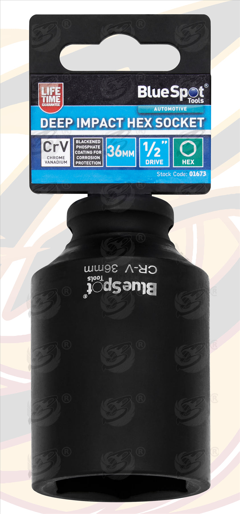 BLUESPOT 36MM 1/2" DRIVE 6 POINT DEEP IMPACT SOCKET ( SINGLE )