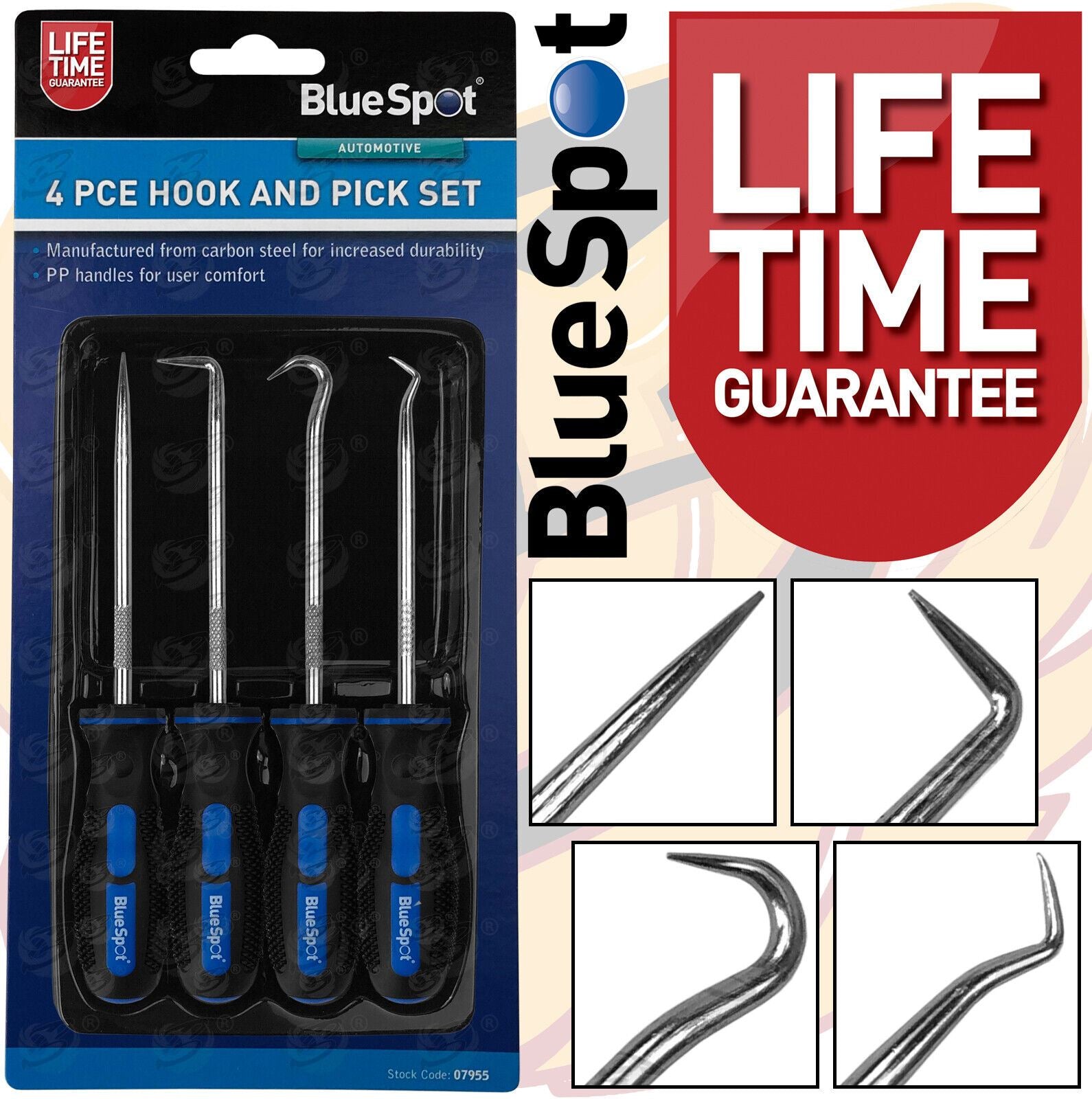 BlueSpot 4 Piece Hook & Pick Set 07955