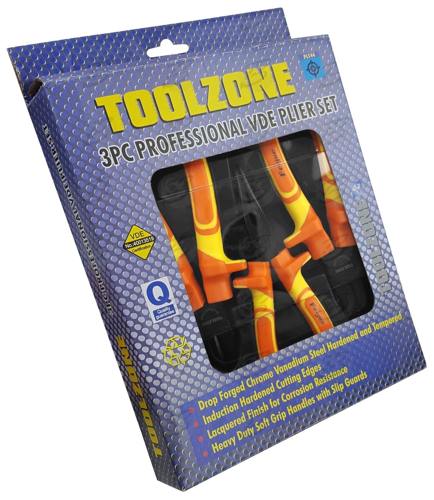 Toolzone 3 Piece VDE pliers Set PL144