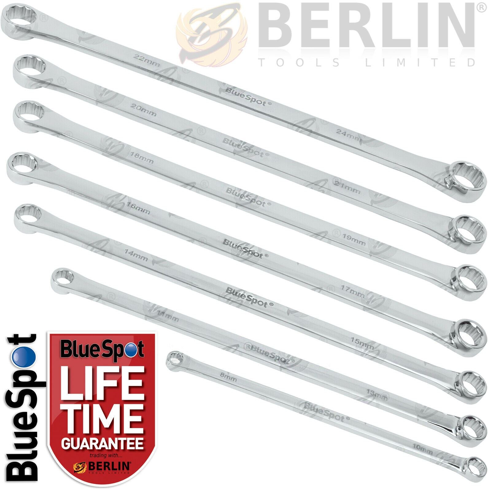 BLUESPOT 7PCS EXTRA LONG AVIATIONS SPANNERS 8MM - 24MM