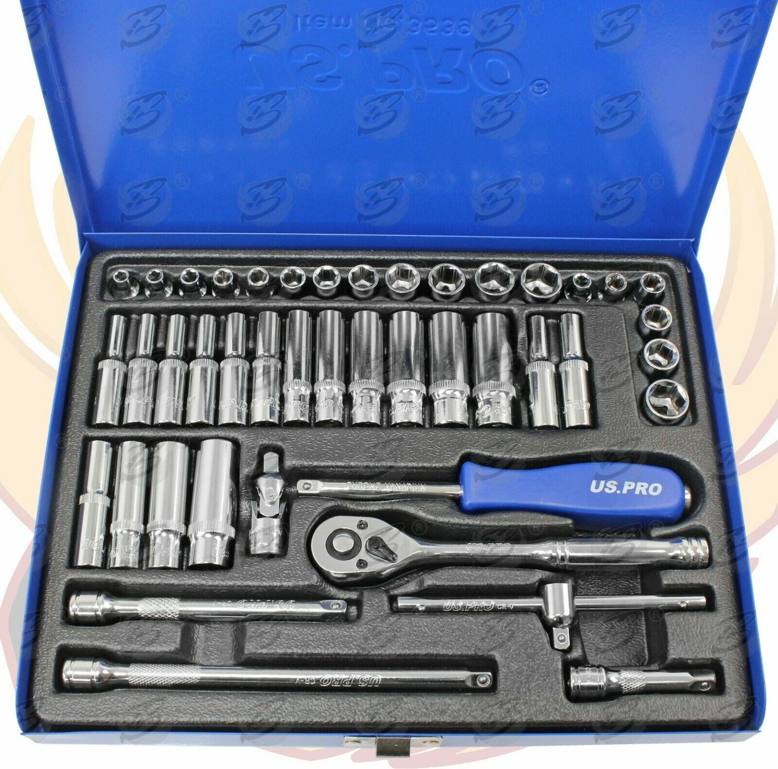 US PRO 42PC 1/4" DRIVE METRIC & AF SOCKET SET