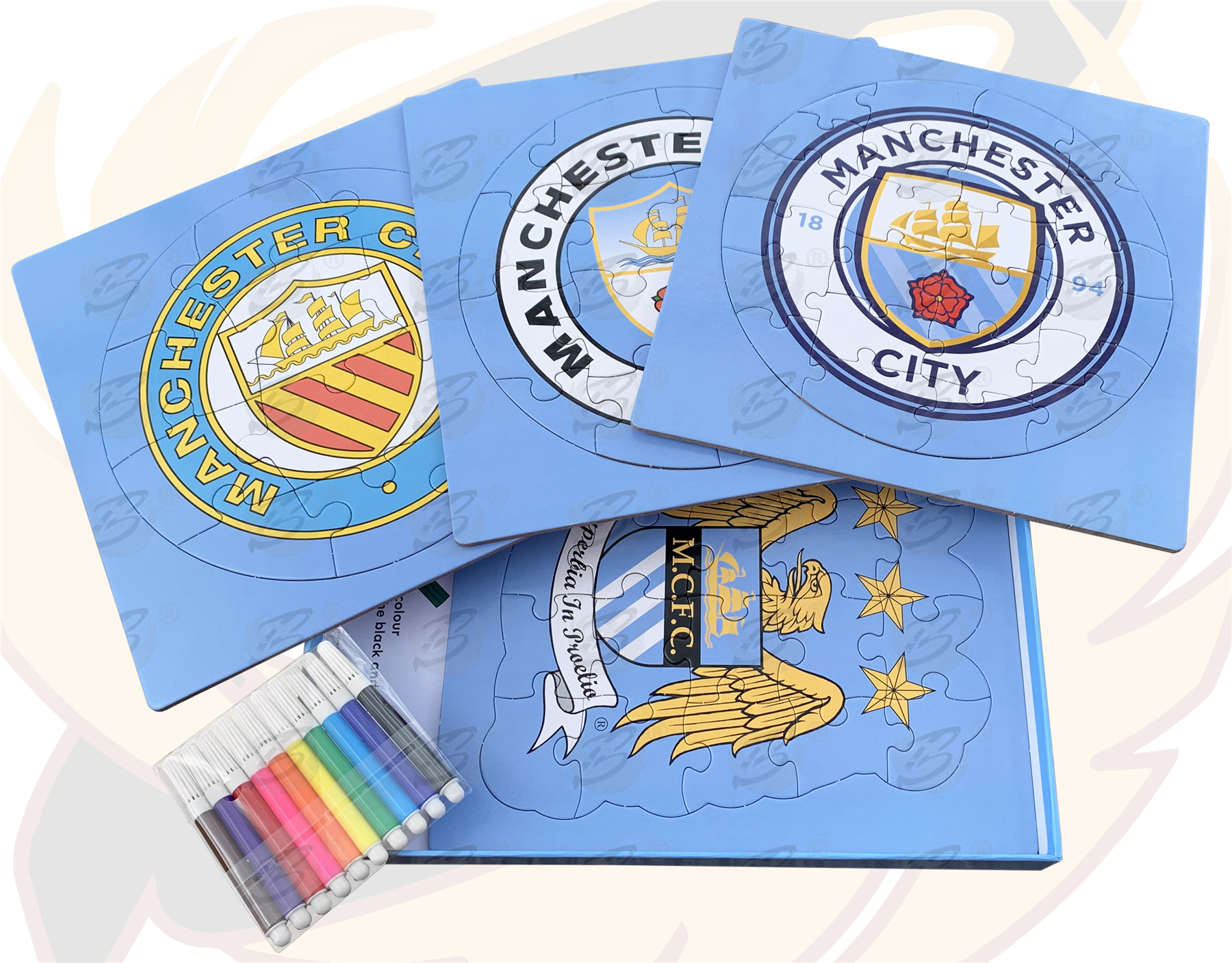 Manchester City 4 Piece Colour-In Jigsaw Puzzle ( MCFC_PUZZLE )