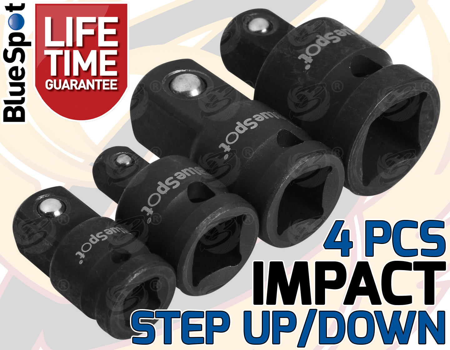 BLUESPOT 30PCS 1/4" & 3/8" & 1/2" DRIVE IMPACT TORX BIT SOCKETS T6 - T70 & 4PCS IMPACT SOCKET ADAPTERS