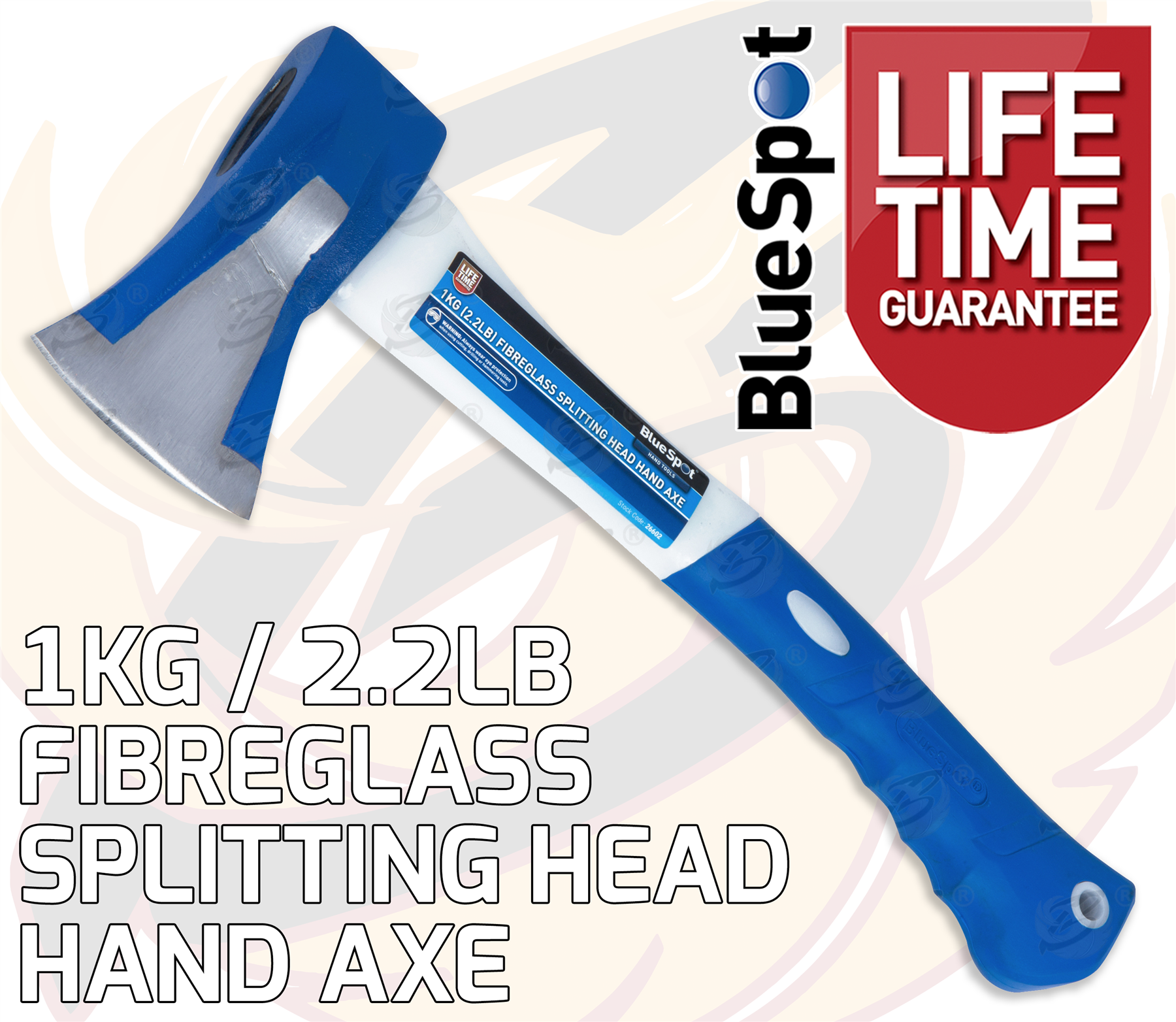 BlueSpot 1Kg ( 2.2Lb ) Fibreglass Splitting Head Hand Axe ( 26602 )