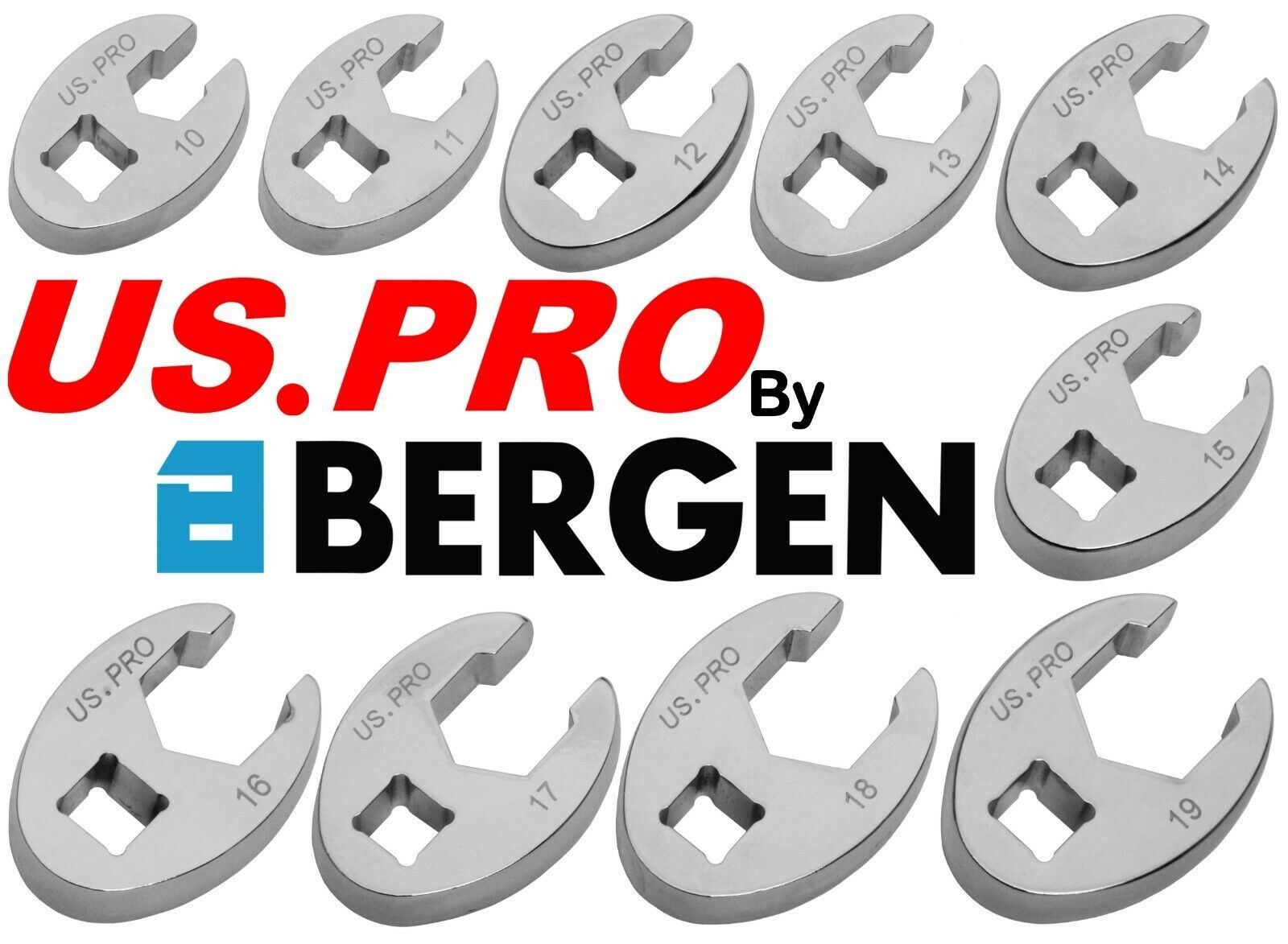 US PRO 3/8" DRIVE CROWS FOOT SPANNERS 10MM - 19MM