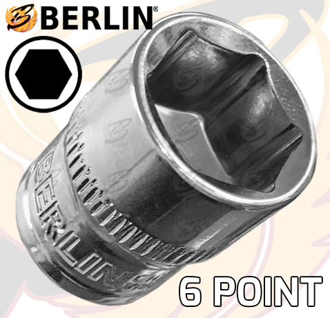 BERLIN 13PCS 1/4" DRIVE 6 POINT SHALLOW SOCKETS 4MM - 14MM