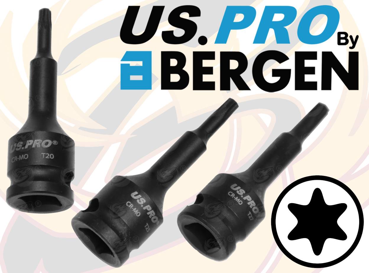 US Pro 7 Piece 3/8" Drive Impact Torx Bit Sockets T20 - T50 3990