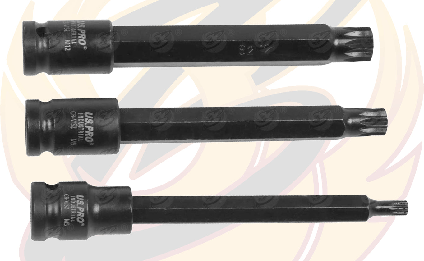 US PRO IMPACT 18PCS 3/8" DRIVE LONG & SHORT SPLINE BIT SOCKET SET M4 - M14