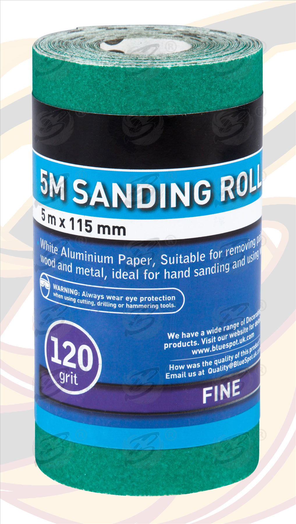 BLUESPOT 120 GRIT SANDING ROLL ( 5M x 115MM ) ( 6 ROLLS )