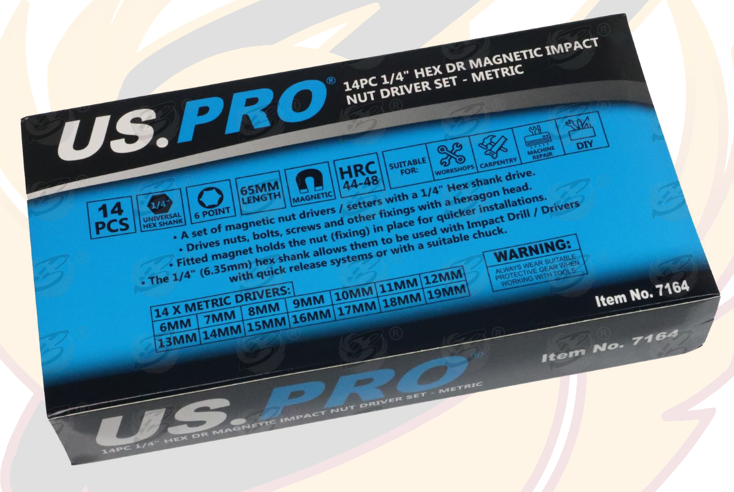 US Pro 14 Piece Magnetic Impact Nut Drivers / Runners ( 6mm - 19mm ) ( 7164 )