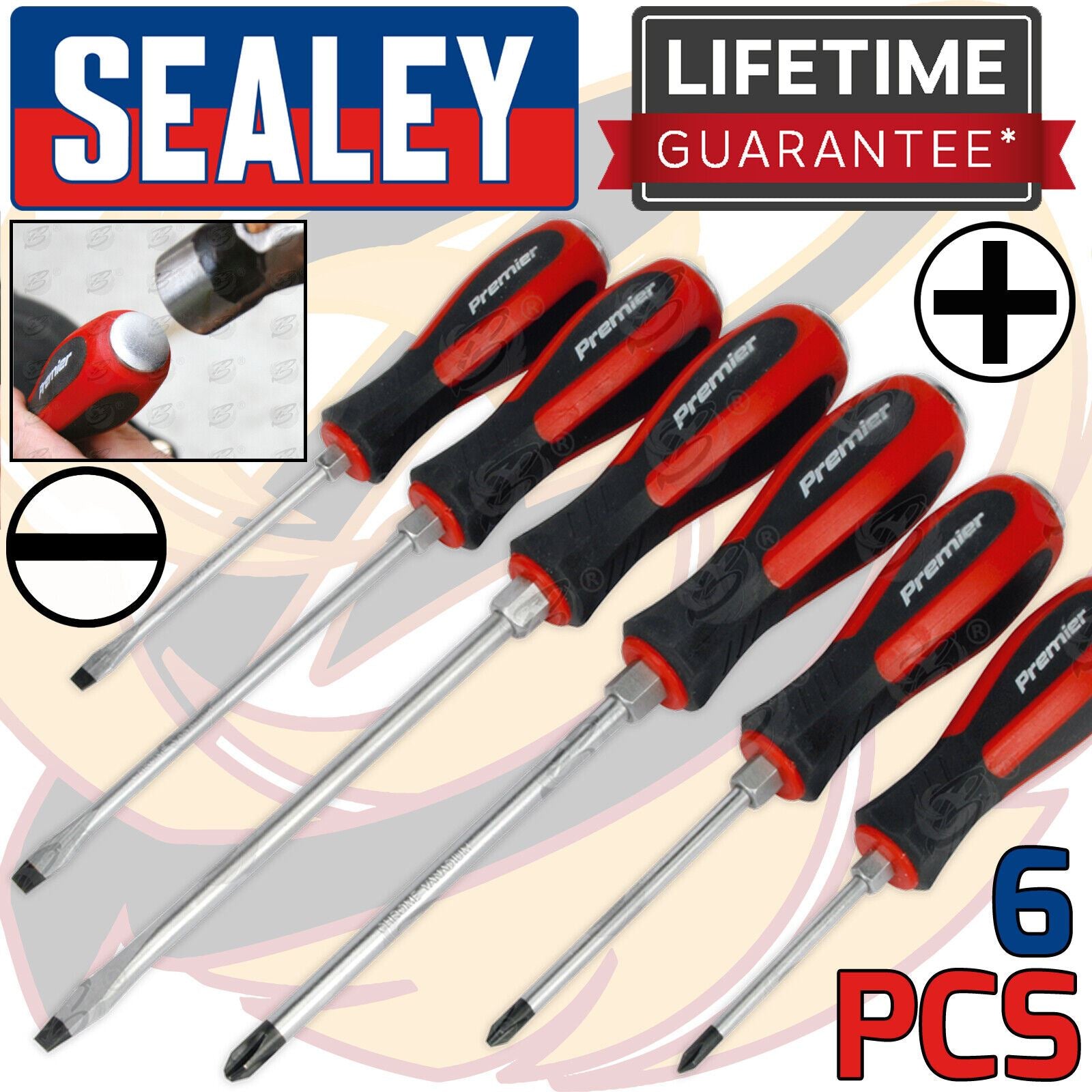SEALEY 6PCS MAGNETIC GO THROUGH SCREWDRIVER SET ( SLOTTED - PHILLIPS )