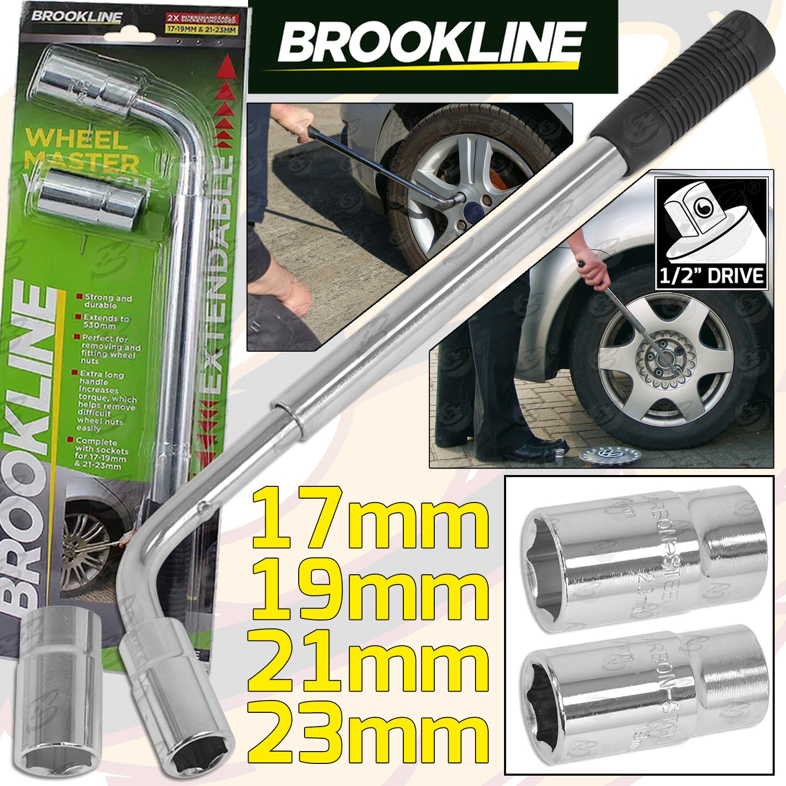 1 TONNE SCISSOR JACK & 1/2" DRIVE EXTENDABLE TYRE WRENCH ( 17MM - 23MM ) ( EMERGENCY TYRE CHANGING KIT )