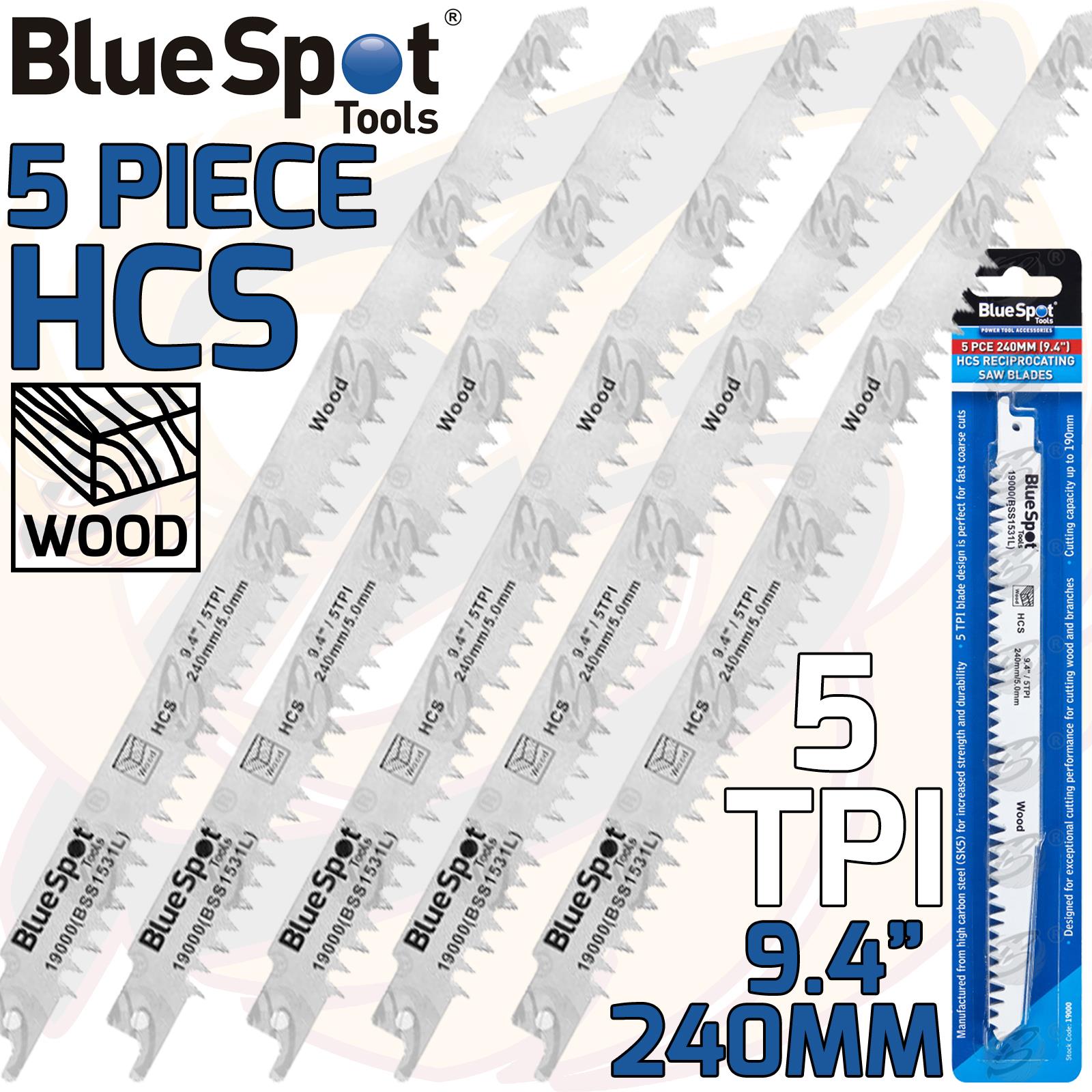 BlueSpot 5 Piece 240mm Reciprocating Saw Blades 5Tpi ( 19000 )
