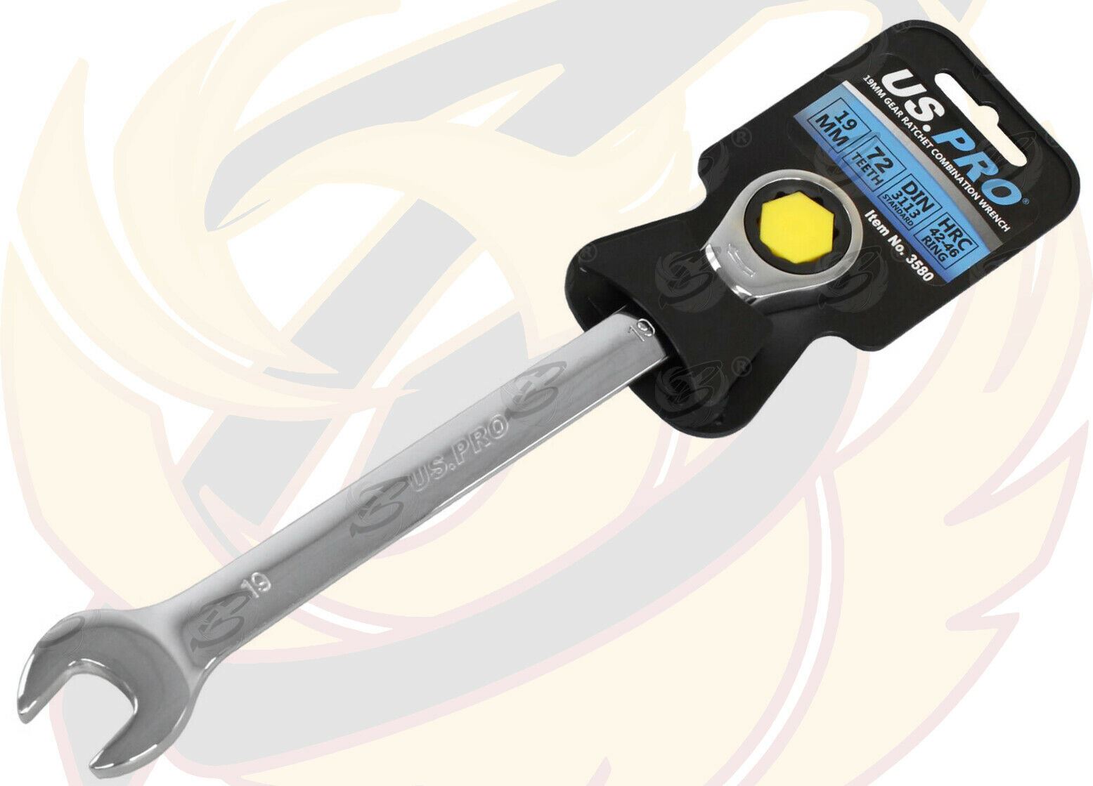 US PRO 19MM 72 TOOTH RATCHET SPANNER