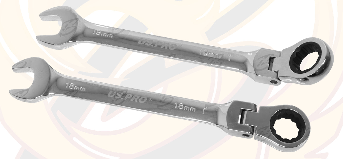 US PRO 12PCS COMBINATION FLEXIBLE RATCHET SPANNER SET 8MM - 19MM