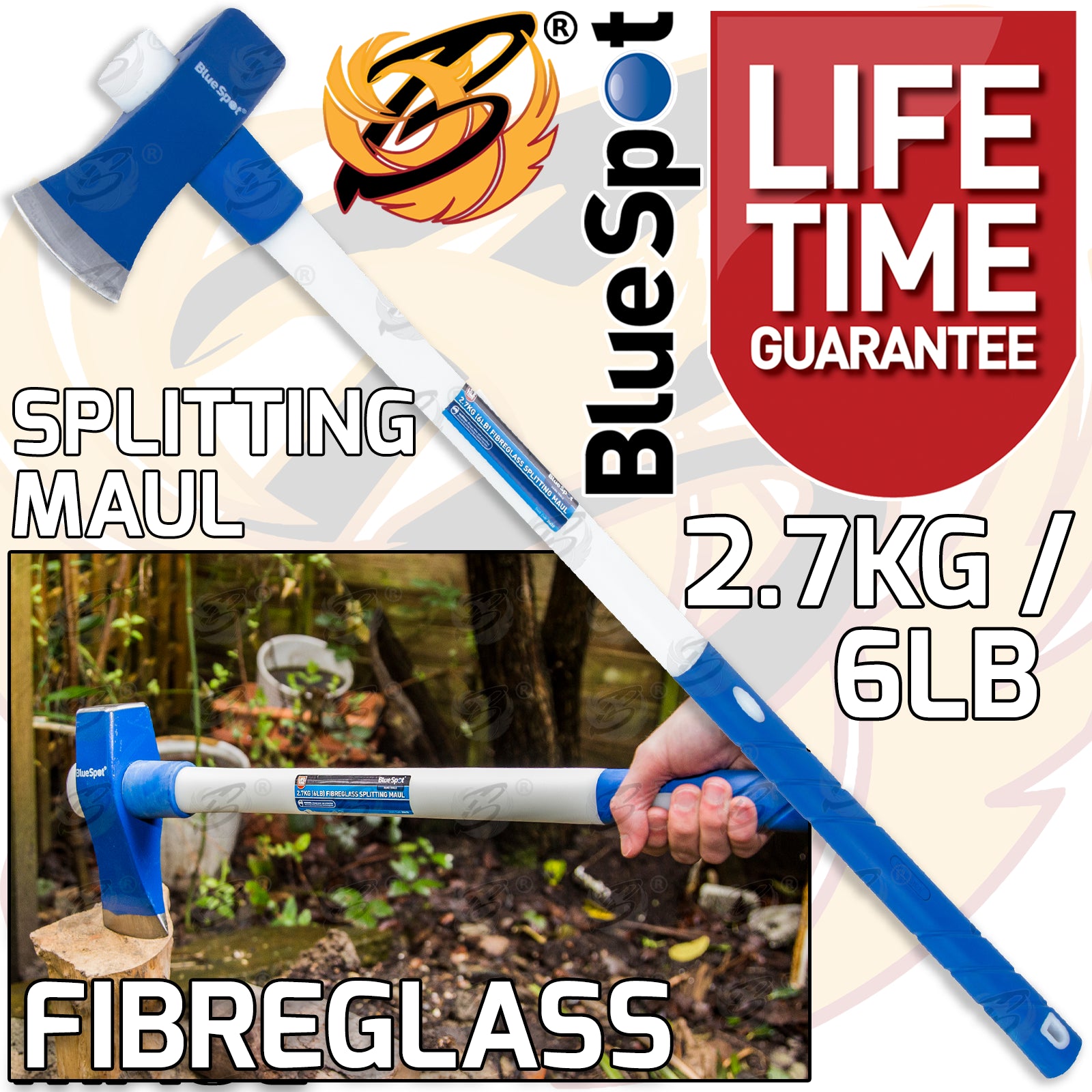 BLUESPOT 2.7KG ( 6LB ) FIBREGLASS SPLITTING MAUL