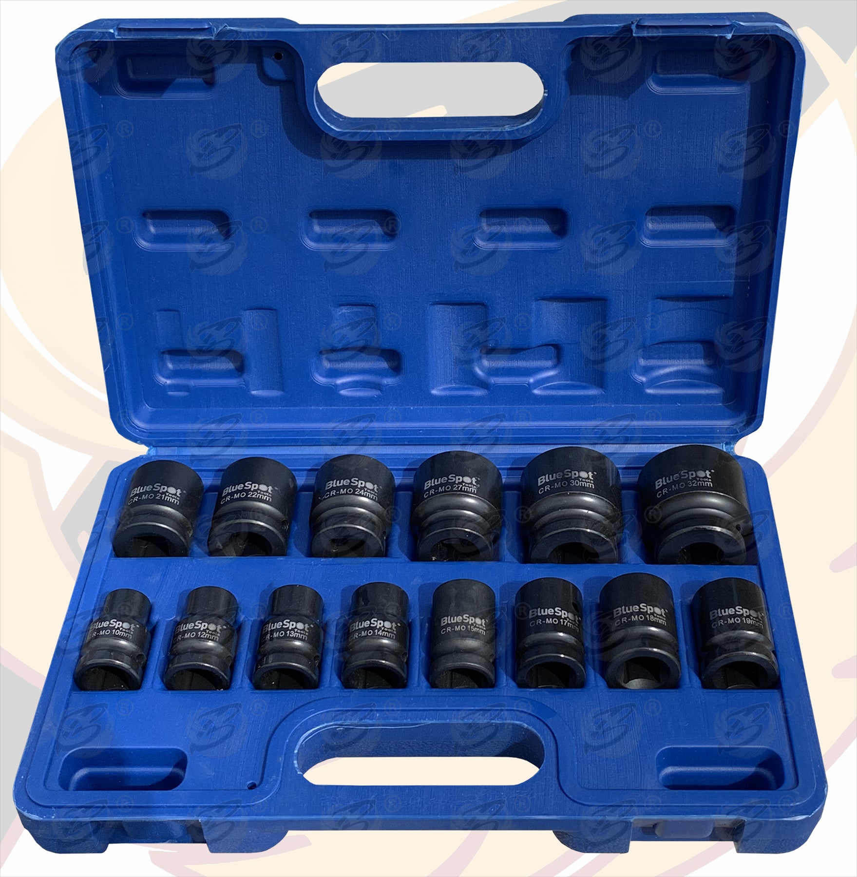 BLUESPOT 14PCS 1/2" DRIVE 6 POINT SHALLOW IMPACT SOCKETS 10MM - 32MM