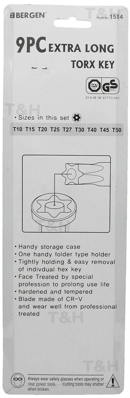 US PRO 9PCS EXTRA LONG TORX KEY SET T10 - T50