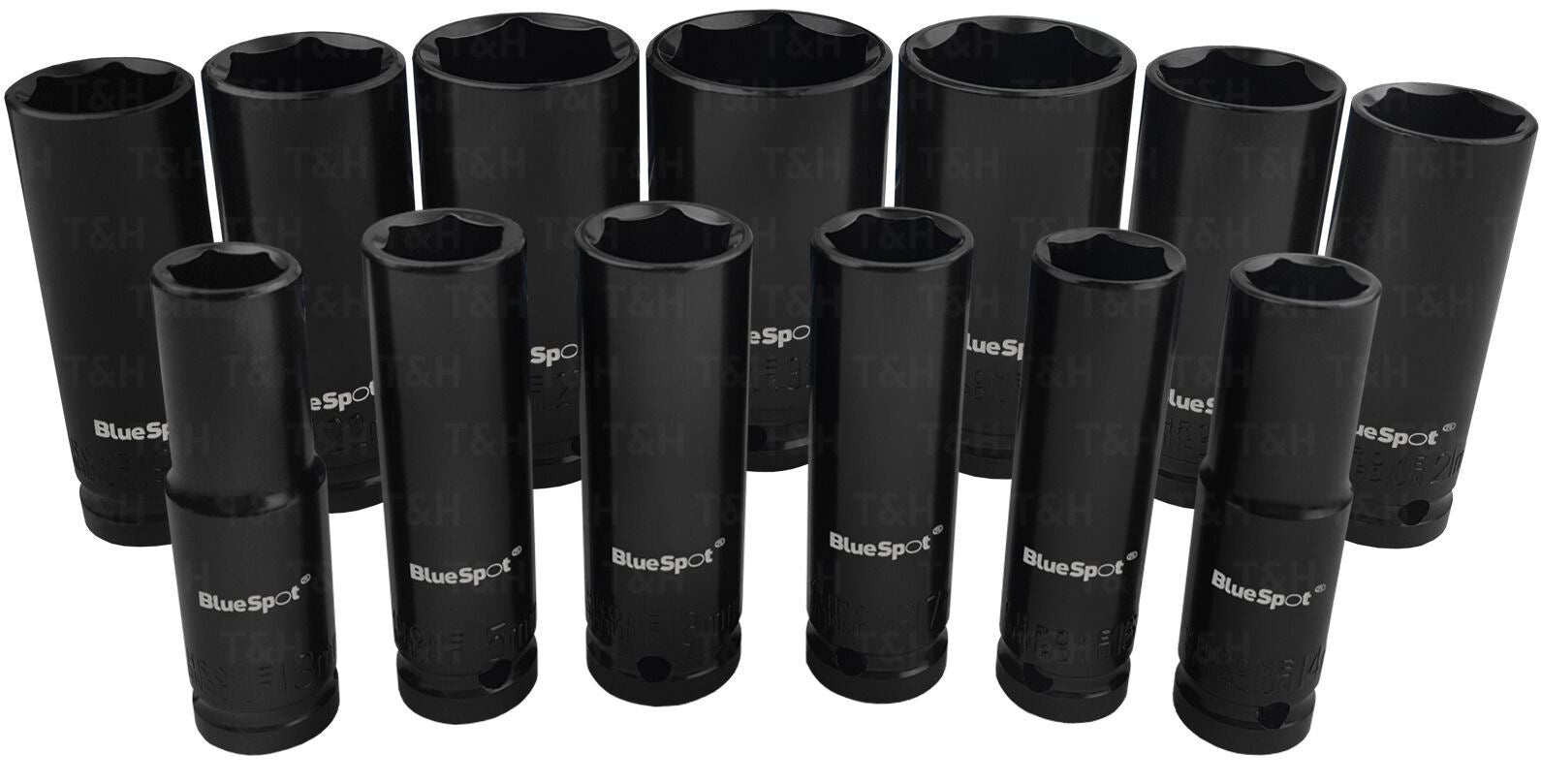 BLUESPOT 13PCS 1/2" DRIVE 6 POINT DEEP IMPACT SOCKETS 13MM - 32MM
