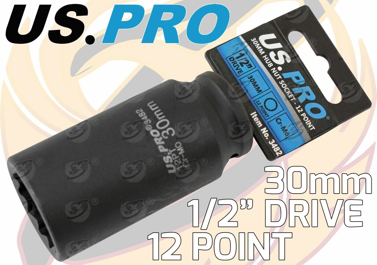 US Pro 30mm 1/2" Drive 12 Point Deep Impact Socket ( Single ) 3782 / 3482
