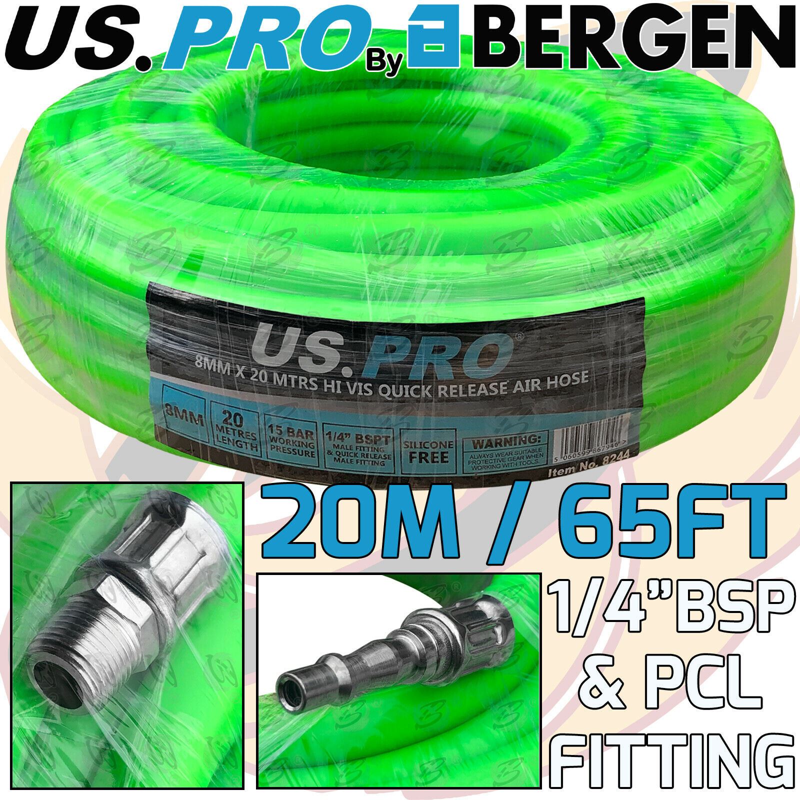 US PRO 20M ( 65FT ) 1/4" BSPT AIR LINE HOSE