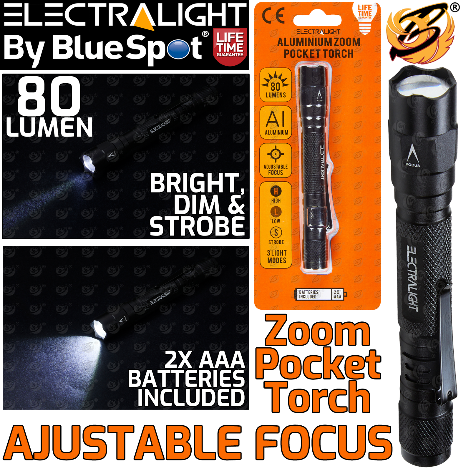 Electralight 80 Lumen Aluminium Zoom Pocket Torch ( 65332 )