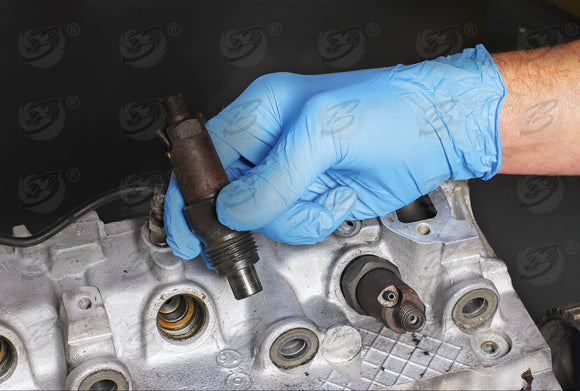 ROCKHOLD HEAVY DUTY BLUE 6 MIL NITRILE TEXTURED TIP GLOVES ( LARGE - 500 GLOVES )