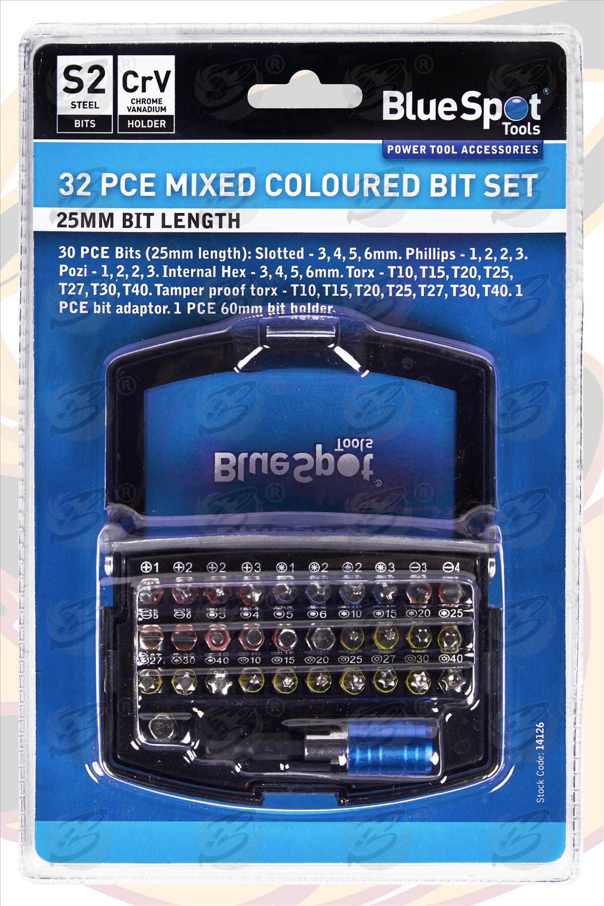 BLUESPOT 32PCS MIXED COLOURED DRILL BIT SET