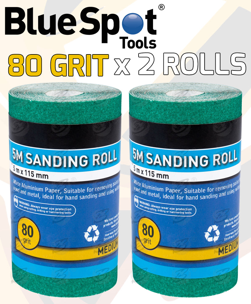 BLUESPOT 80 GRIT SANDING ROLL ( 5M x 115MM ) ( 2 ROLLS )