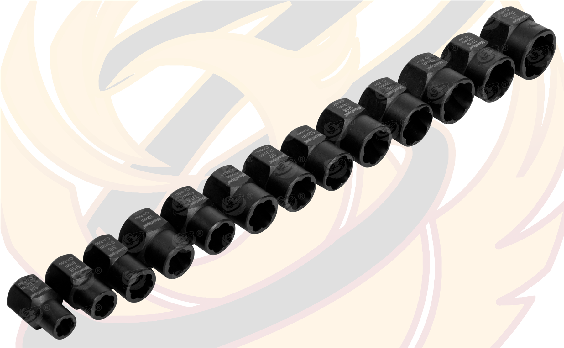 BlueSpot 13 Piece 3/8" Drive Impact Twist Sockets 8mm - 19mm ( 01555 )