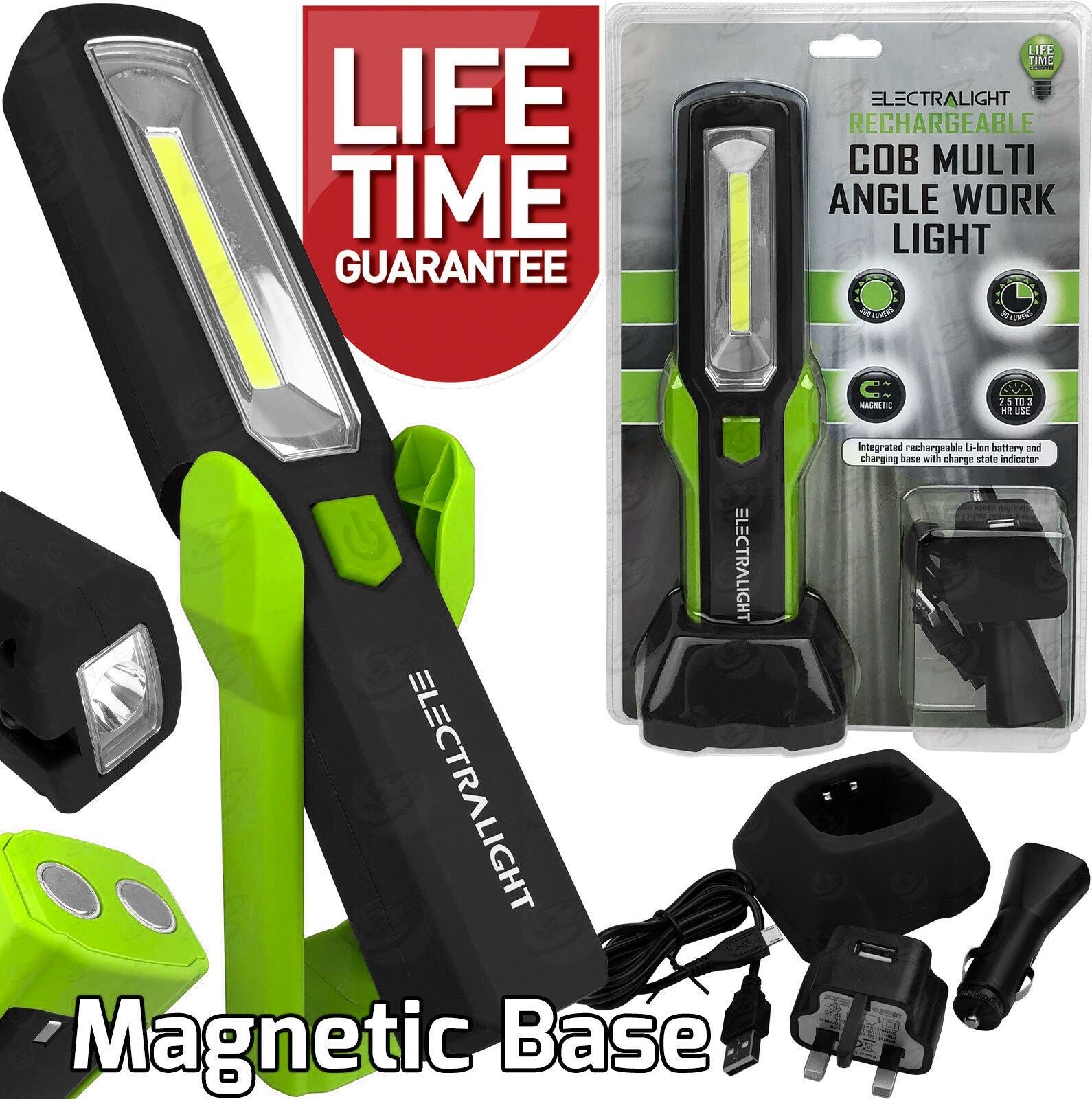 ELECTRALIGHT RECHARGEABLE COB LED WORKLIGHT